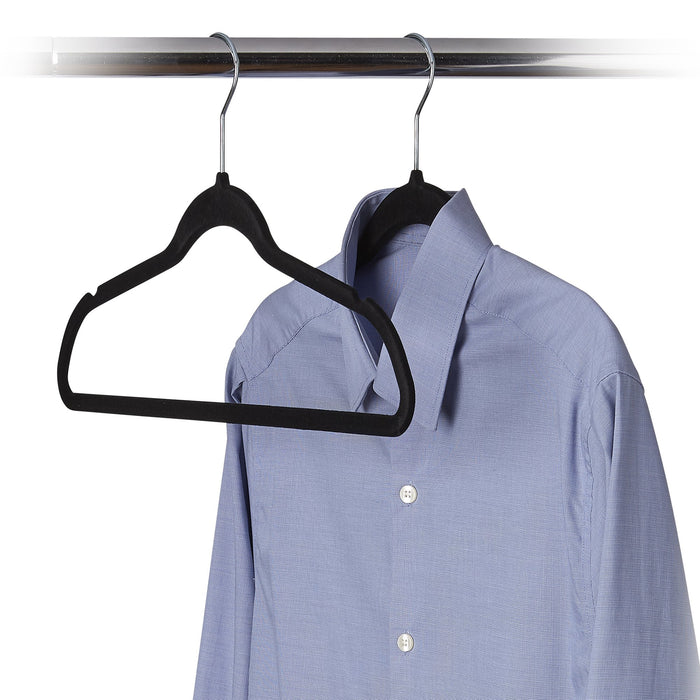 10 Pack Ultra-Slim Felt Non-Slip Clothes Hanger - Black - Style 0675