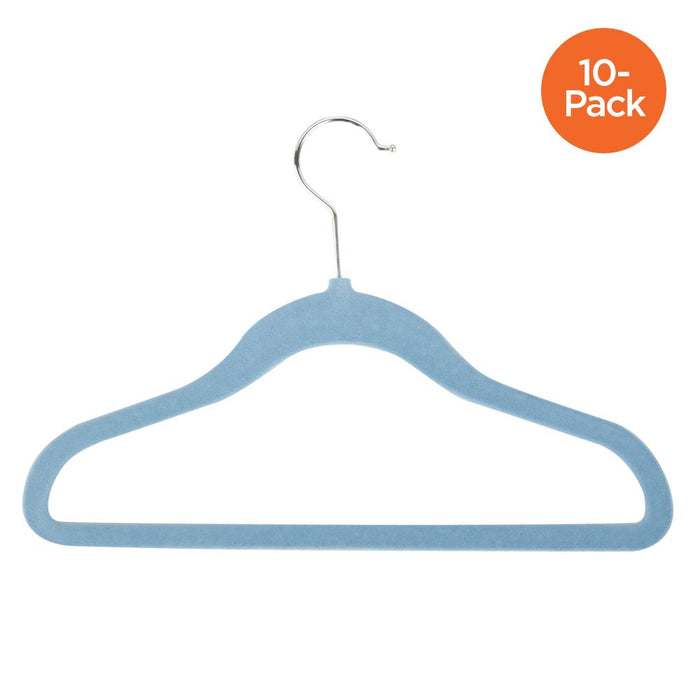 10-Pack Velvet Kids Hangers, Blue