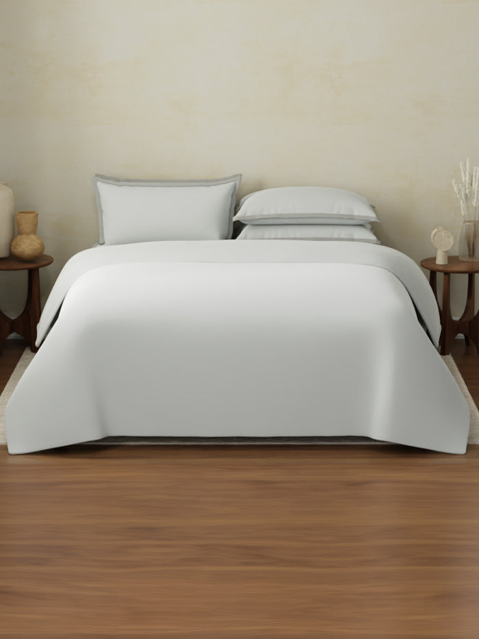 100% Cotton 400 TC King Size Bedding Set, 1 Bedsheet with 1 Duvet Cover & 4 Pillow Covers, Cotton Charm Collection - Dwan Blue