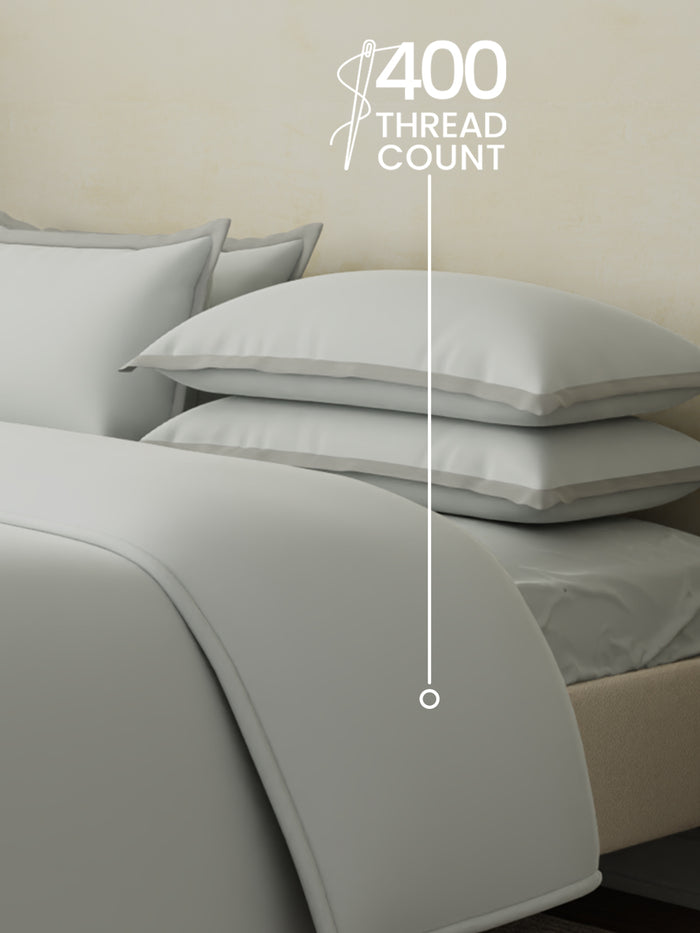 100% Cotton 400 TC King Size Bedding Set, 1 Bedsheet with 1 Duvet Cover & 4 Pillow Covers, Cotton Charm Collection - Dwan Blue