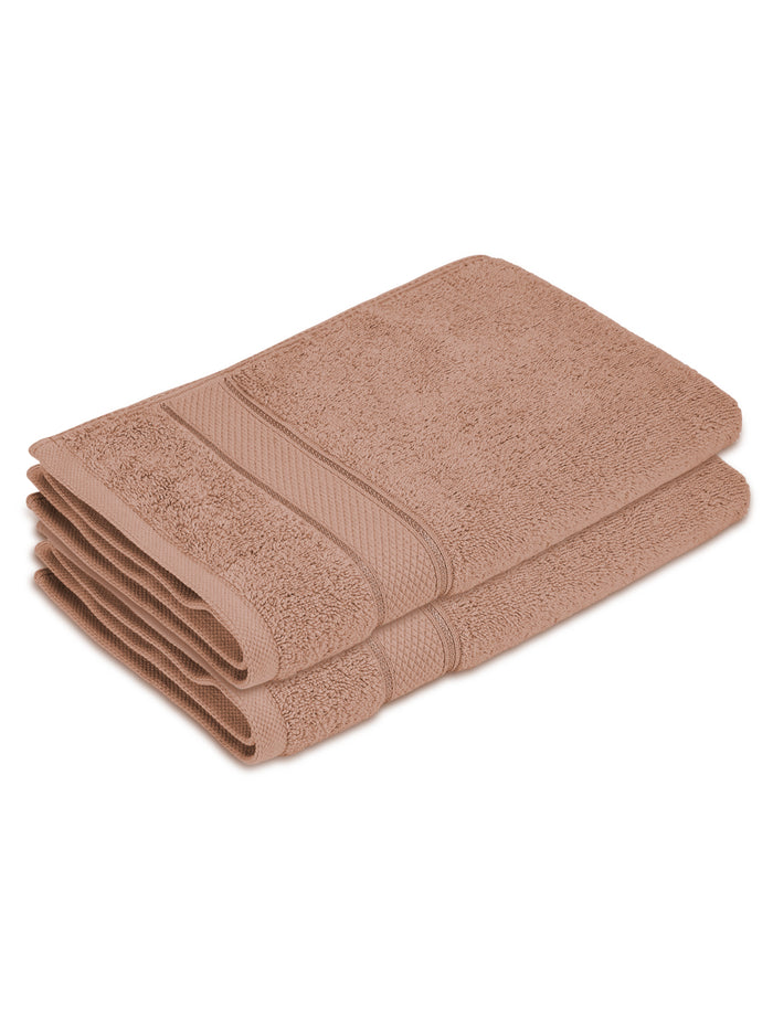 100% Cotton 550 GSM Brown Hand Towels, Luxe Loom Collection (Pack of 2)