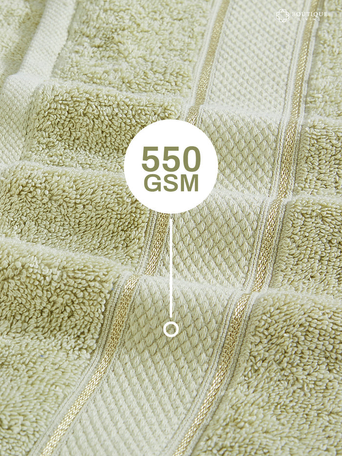 100% Cotton 550 GSM Green Hand Towels, Luxe Loom Collection (Pack of 2)