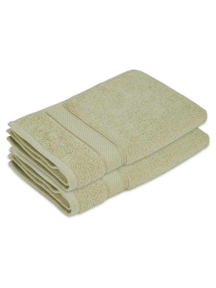 100% Cotton 550 GSM Green Hand Towels, Luxe Loom Collection (Pack of 2)
