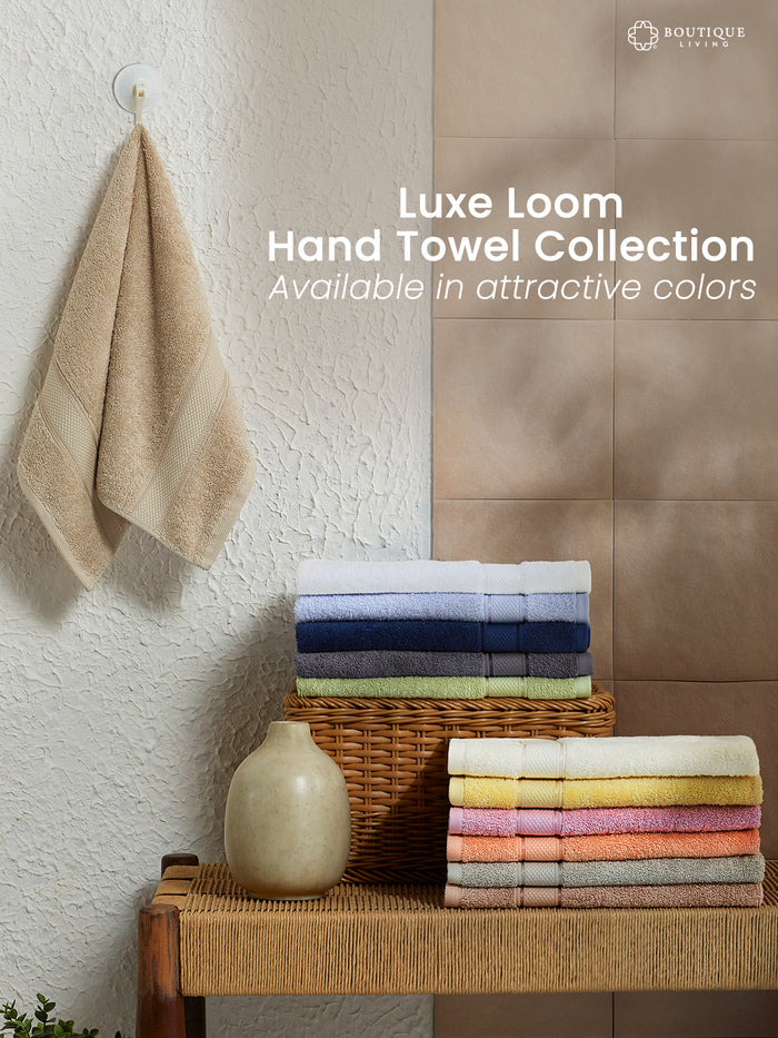 100% Cotton 550 GSM Green Hand Towels, Luxe Loom Collection (Pack of 2)