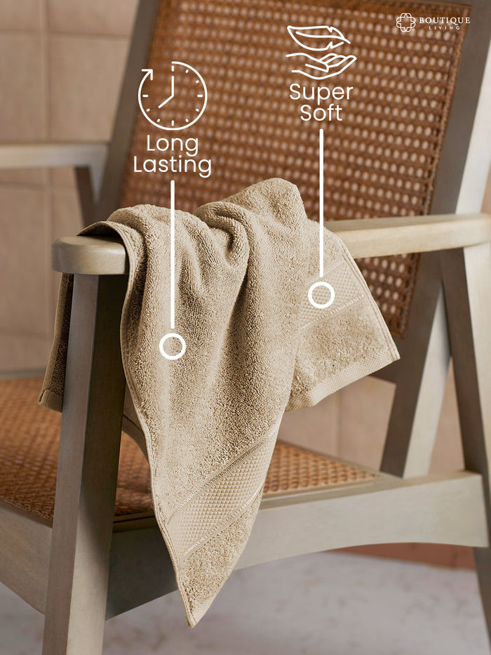 100% Cotton 550 GSM Grey Hand Towels, Luxe Loom Collection (Pack of 2)