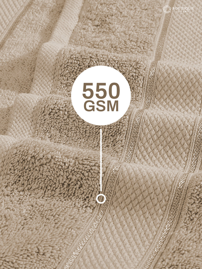 100% Cotton 550 GSM Grey Hand Towels, Luxe Loom Collection (Pack of 2)