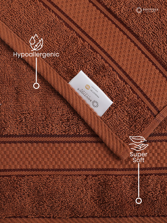 100% Cotton, Brown Hand Towels, Sandalwood Aroma, 525 GSM - Pack of 2 (Nature Bouquet Collection)