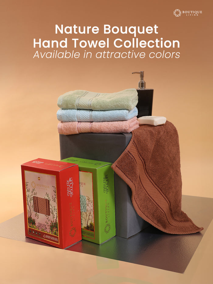 100% Cotton, Brown Hand Towels, Sandalwood Aroma, 525 GSM - Pack of 2 (Nature Bouquet Collection)