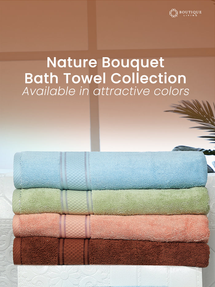 100% Cotton, Green Bath Towel, Green Apple Aroma, 525 GSM (Nature Bouquet Collection)