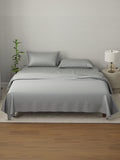 100% Cotton King Bedsheet Set, 210 TC Castle Rock (Grey) Stripes, Elegant Collection