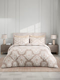 100% Cotton King Bedsheet Set with 4 Pillow Covers & 2 Cushion Covers, 400 TC Grey Ethnic Print, Royal Essence