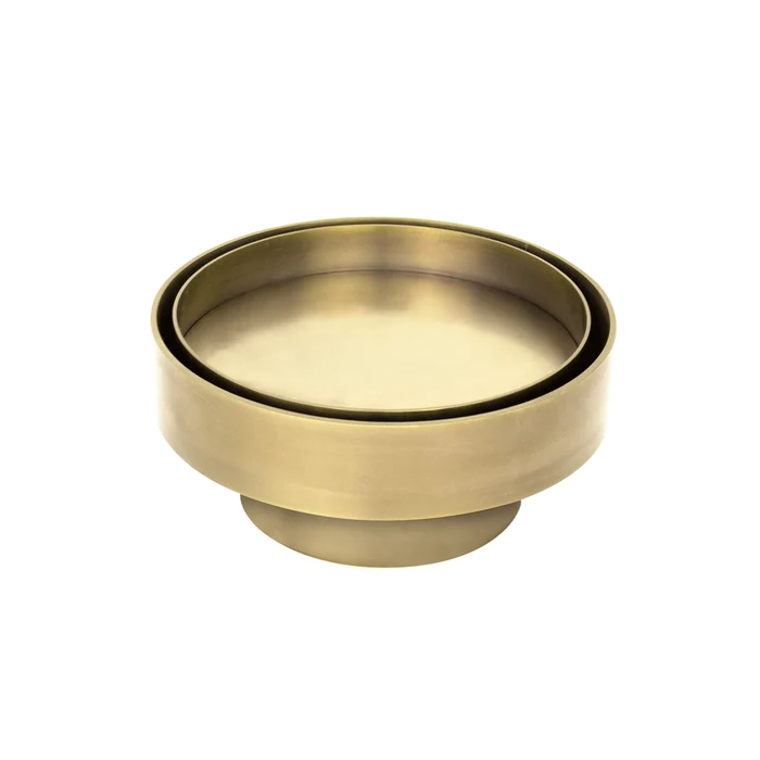 100mm Round Brushed Gold / Brass Tile Insert Floor Waste - Acqua Bathrooms