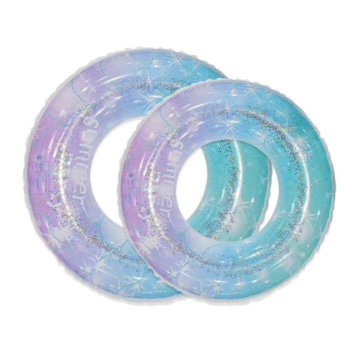 1pc Thickened PVC Inflatable Swimming Circle Sequin Starry Sky Swim Ring