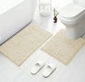 2-Piece Cream Plush Chenille Bath Mat Set – Soft, Absorbent & Non-Slip Bathroom Rugs