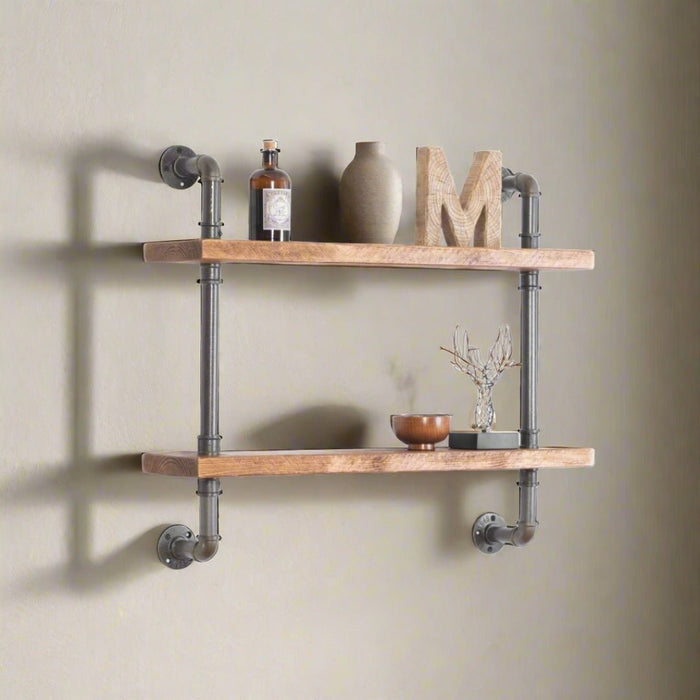 2 Shelf Industrial Pipe Shelving Unit - 60cm - 25mm - Narrow