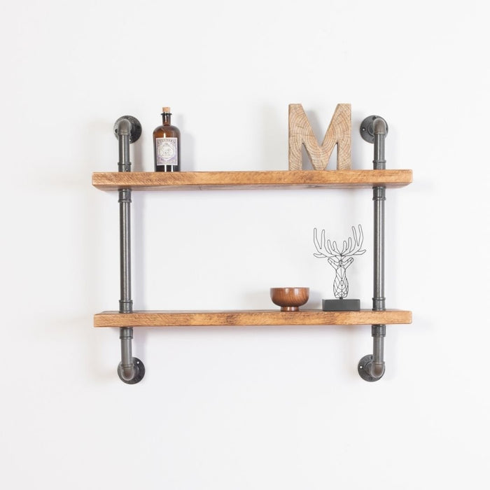 2 Shelf Industrial Pipe Shelving Unit - 60cm - 25mm - Narrow