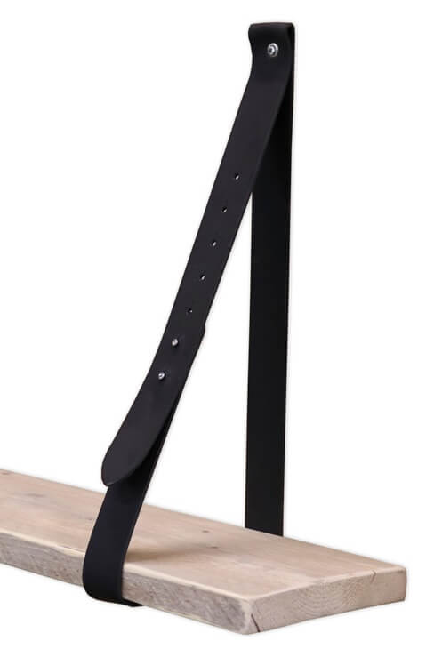 2 x Leather Brackets - Black -
