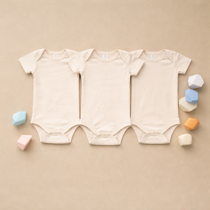 3-Pack of Natural Organic Baby Onesies - Short & Long Sleeve