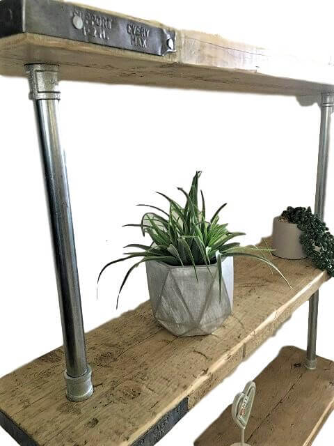 3 Shelf Galvanised Pipe Shelving Unit - Floor Mounted - 60cm -