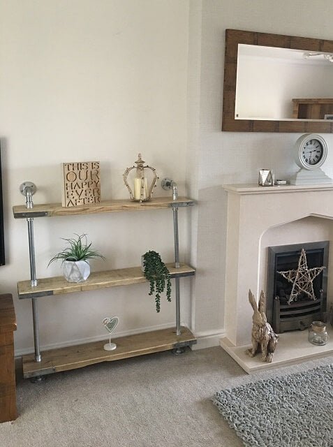 3 Shelf Galvanised Pipe Shelving Unit - Floor Mounted - 60cm -