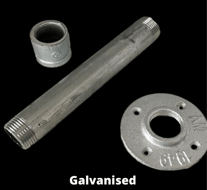3 Shelf Galvanised Pipe Shelving Unit - Floor Mounted - 60cm -