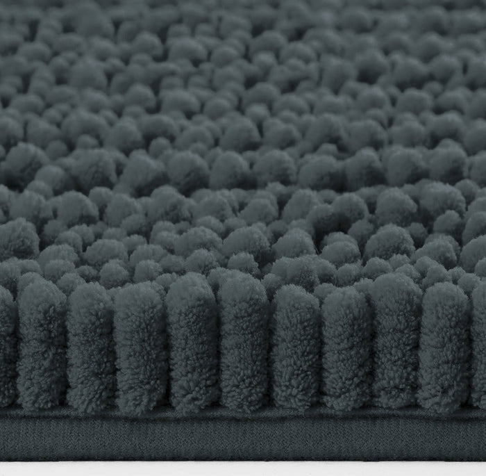 30" x 20" Plush Chenille Bath Mat – Soft & Absorbent Bathroom Rug, Charcoal Grey