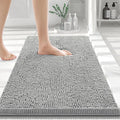 30" x 20" Plush Chenille Bath Mat – Soft & Absorbent Bathroom Rug, Light Grey