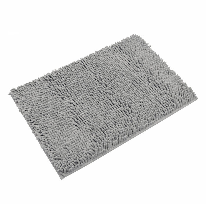 30" x 20" Plush Chenille Bath Mat – Soft & Absorbent Bathroom Rug, Light Grey