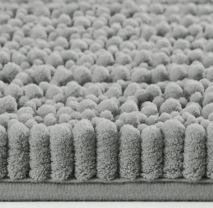 30" x 20" Plush Chenille Bath Mat – Soft & Absorbent Bathroom Rug, Light Grey