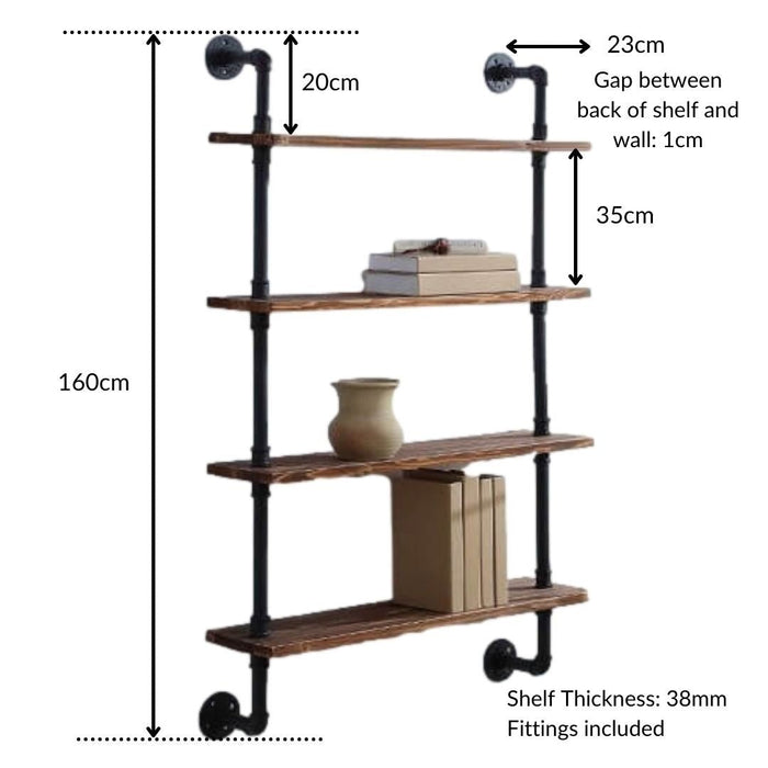 4 Shelf Industrial Pipe Shelving Unit - 60cm -
