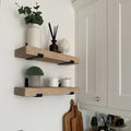 50mm Chunky Rustic Shelf with Lipped Metal Brackets - 60cm - 15cm
