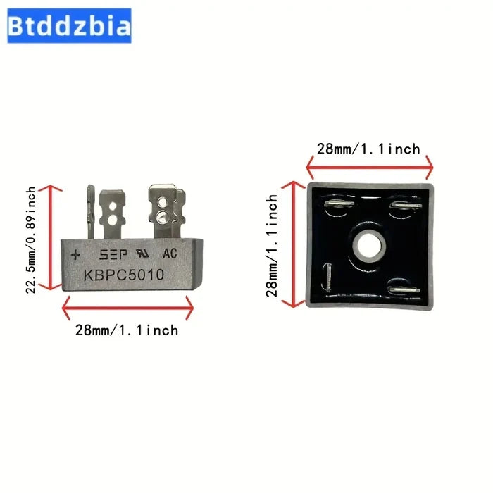 5pcs Diode Bridge Rectifier Kit KBPC5010 50A 1000V Diode Electronic Components