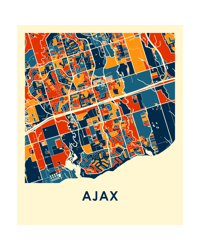 Ajax Ontario Map Print - Full Color Map Poster