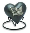 American Flag 3 Cubic Inch Heart Keepsake Funeral Ashes Cremation Urn With Stand
