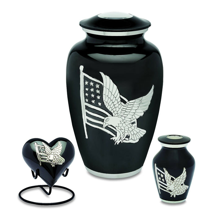 American Flag 3 Cubic Inches Heart Keepsake Funeral Cremation Urn For Ashes