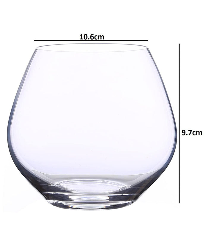 Dimensions of Versatile stemless glasses suitable for various drinks and occasions