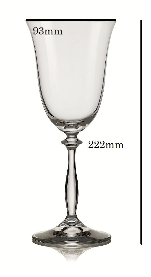 Dimensions of Lead-free crystal wine glass with slender stem