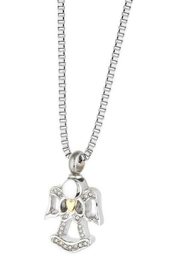 Angels Holding Gold Heart Pendant/Necklace Funeral Cremation Urn for Ashes