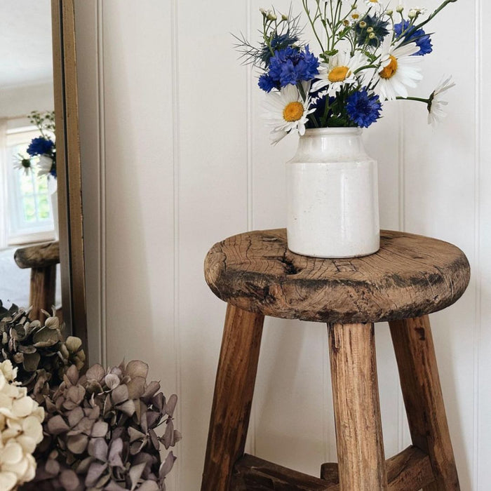 Antique Rustic Round Stool - No -