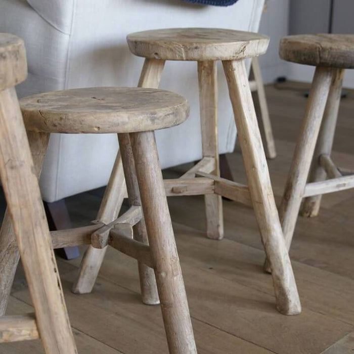 Antique Rustic Round Stool - No -