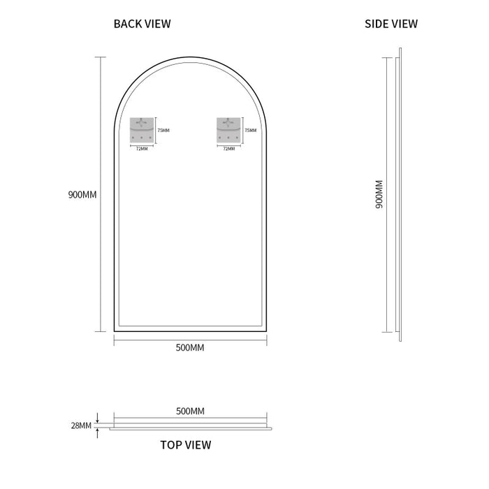 Indulge | Arched 500 x 900 Polished Edge Mirror - Acqua Bathrooms