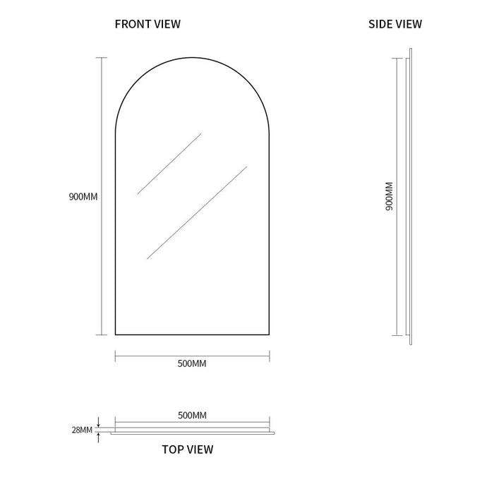 Indulge | Arched 500 x 900 Polished Edge Mirror - Acqua Bathrooms