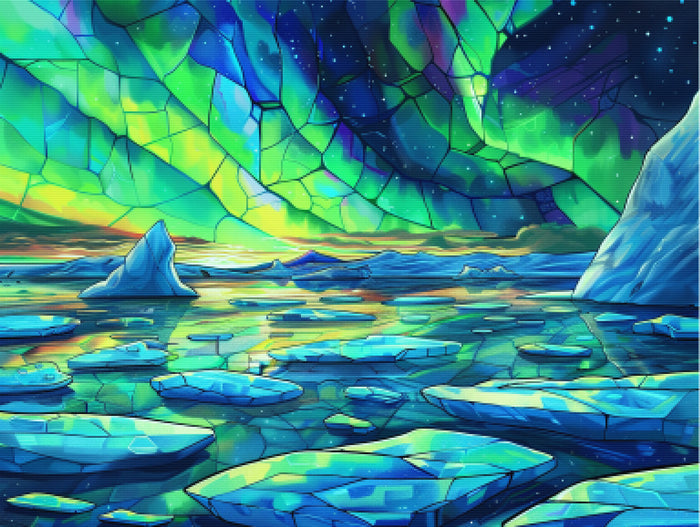 Arctic Aurora Over Icebergs