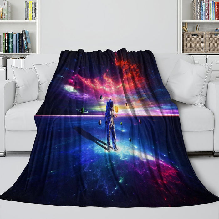Astronaut Blanket Pattern Flannel Kids Room Throw