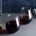 Elegant stemless wine glasses for red and white wines