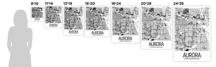 Aurora Ontario Map Poster - Ontario Map Print - Art Deco Series
