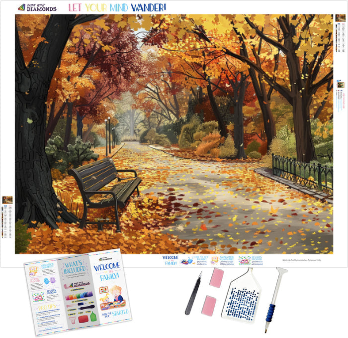 Autumn Park with Walking Path