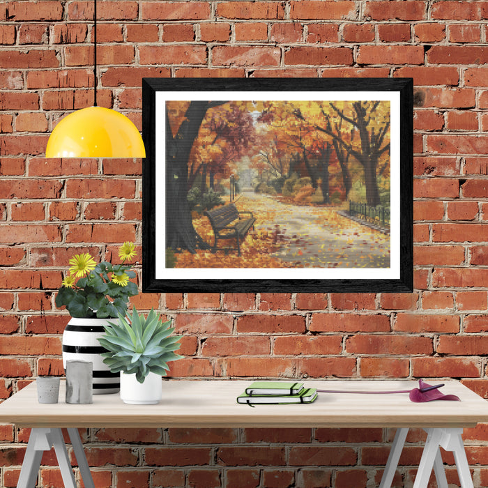 Autumn Park with Walking Path
