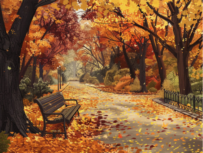 Autumn Park with Walking Path