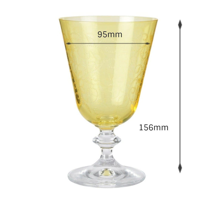 Dimensions of a Timeless design engraved wine glass for collectors